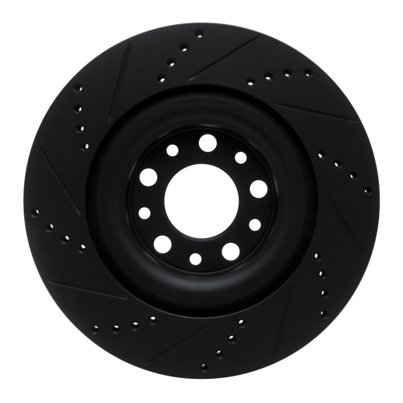 Alfa Romeo Stelvio Brake Rotor (1) - Rear Right - R1 Concepts - Drilled & Slotted - Black - `17-`25